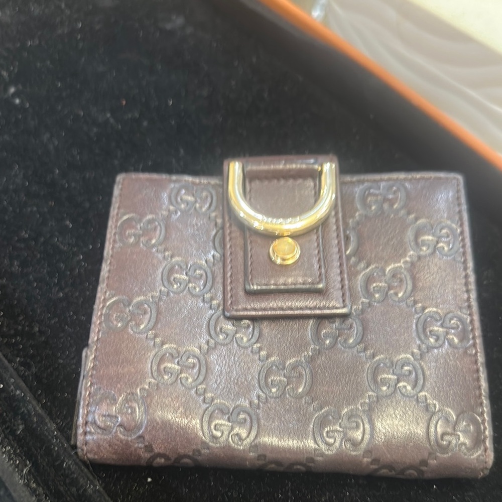Gucci Brown Wallet with Gold Accents